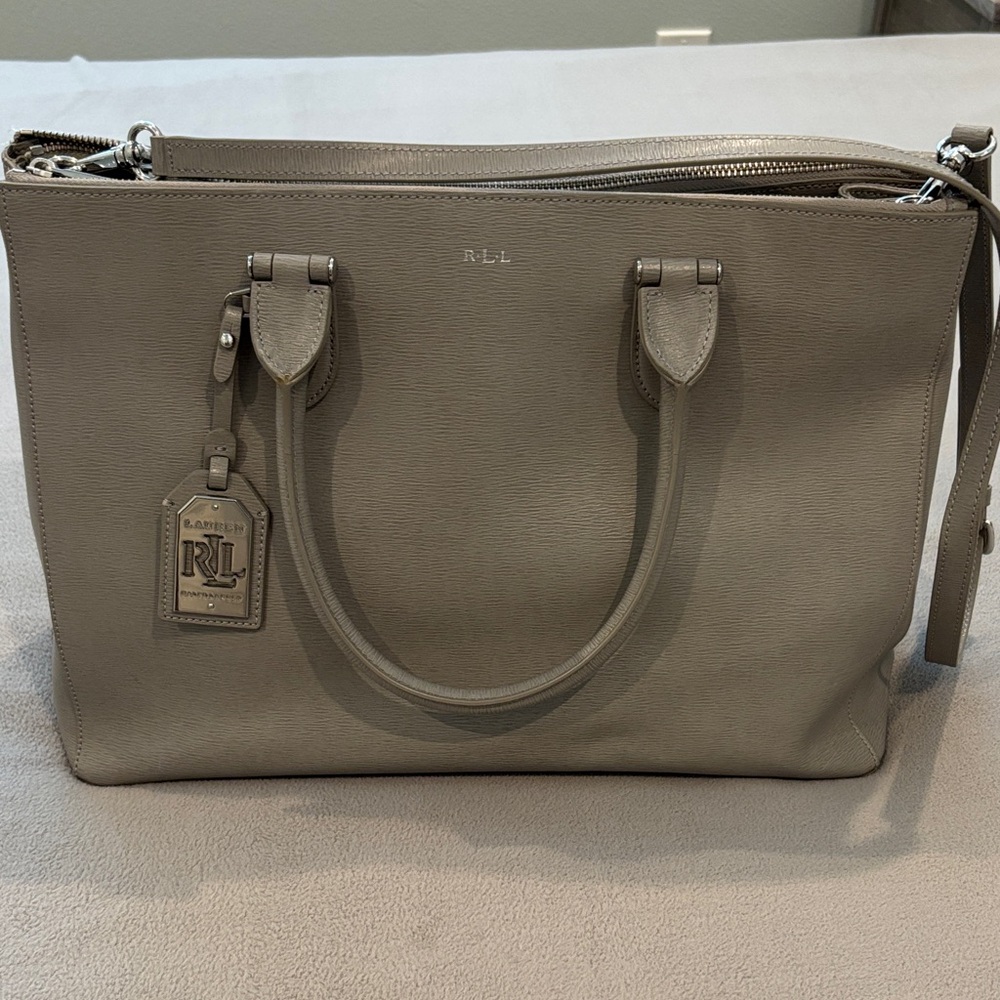 Ralph Lauren Gray Leather Tote